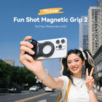 TELESIN Magnetic Phone Camera Hand Grip Holder with Remote, Black/White, Fill Light Option
