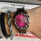 Men's Vintage Flame Design Alloy Watch Punk Quartz Wristwatch with Date for Men Unique Dragon Style Casual Waterproof Clock