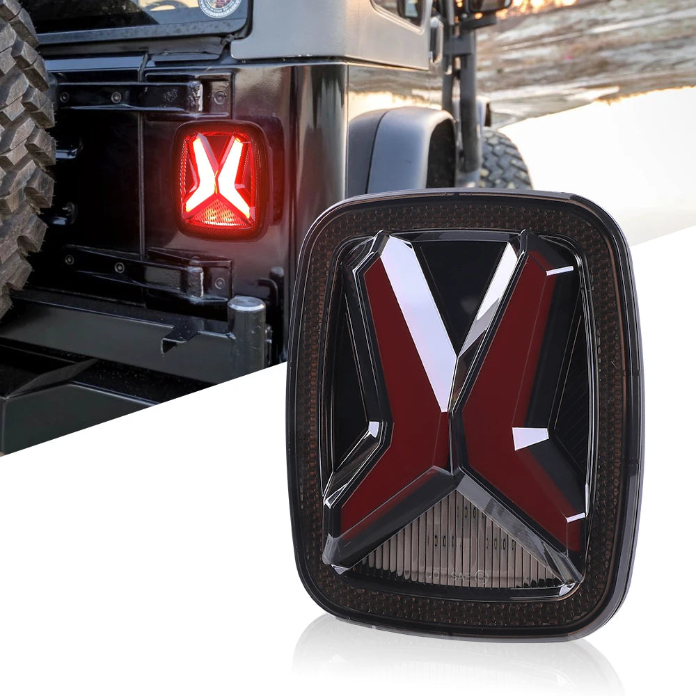 Car Rear LED Tail Lights For Jeep Wrangler CJ TJ YJ 1998-2006 Universal 'X'Shape Design Smoked 12v Drl Modified Brake Tail Lamp