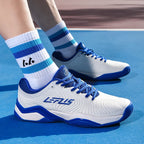 Men's Badminton Shoes Non-Slip Court Sneakers, Wear-Resistant, Blue/Orange or Deep Blue, 36-46