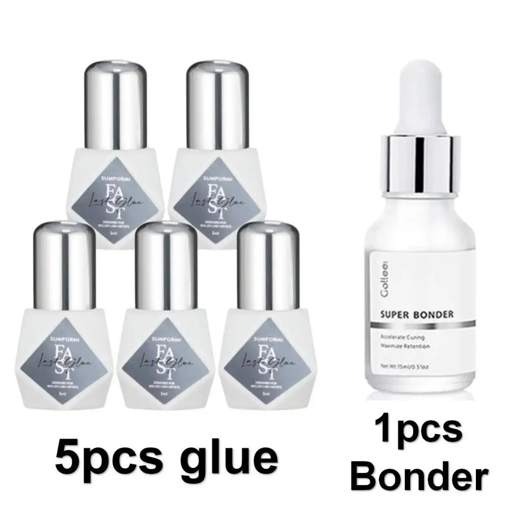 5 Bottles Gollee Eyelashes Extension Glue 7-9 Week Long Lasting Grafting Lashes Glue 0.3-1s Quick Drying  Black Glue Latex Free