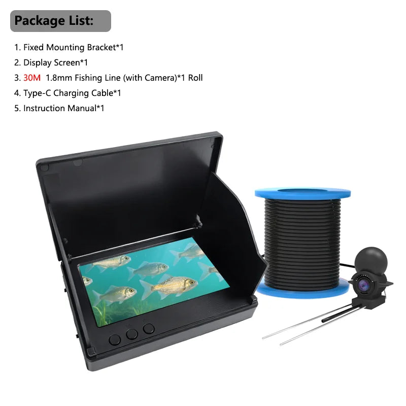 Dodosee 220° Underwater Fishing Camera Handheld 1080P 4.3'' LCD Fish Finder Portable Fish Depth Finder Water With Night Vision