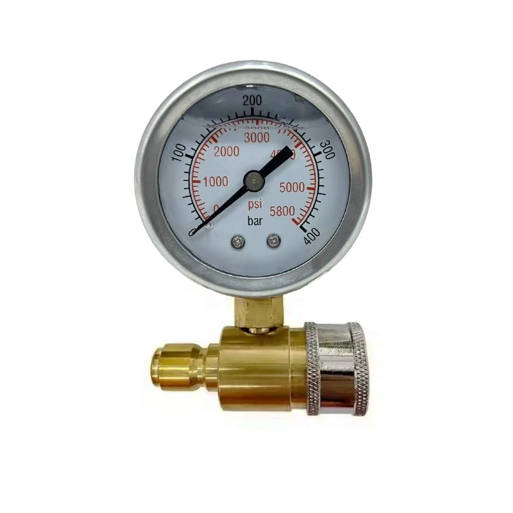 3/8 "stainless steel brass, quick insert shock-proof pressure 5000PSI Pressure washer Pressure gauge red pointer, high precision
