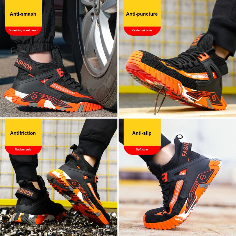 High Top Man Boots Safety Protective Shoes Steel Toe Work Shoes Men Anti-puncture Safety Shoes Men Women Work Safety Boots