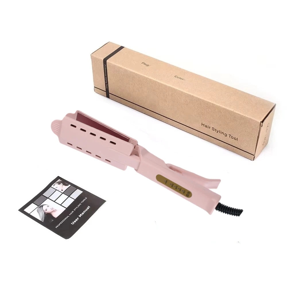 Pink Hair Straightener Four-gear Temperature Adjustment Ceramic Tourmaline Ionic Flat Iron Hair Straightener Women Widen Panel