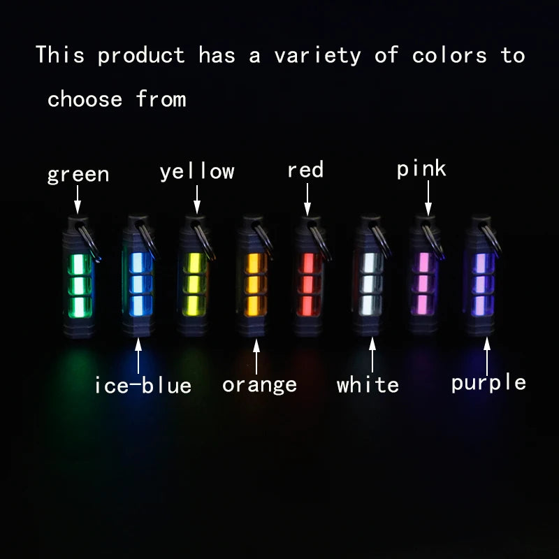 Titanium Alloy Luminous Night Signal Light Outdoor EDC Luminous 3.5*25mm Fluorescent Tube Self-illuminating Key Chain betalight