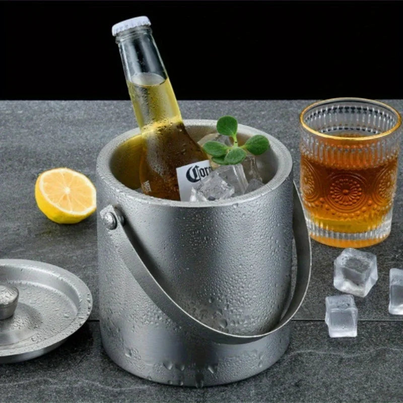 1.6L/2L/3L Stainless Steel Insulated Ice Bucket Wine Beer Champagne KTV Party Cooler