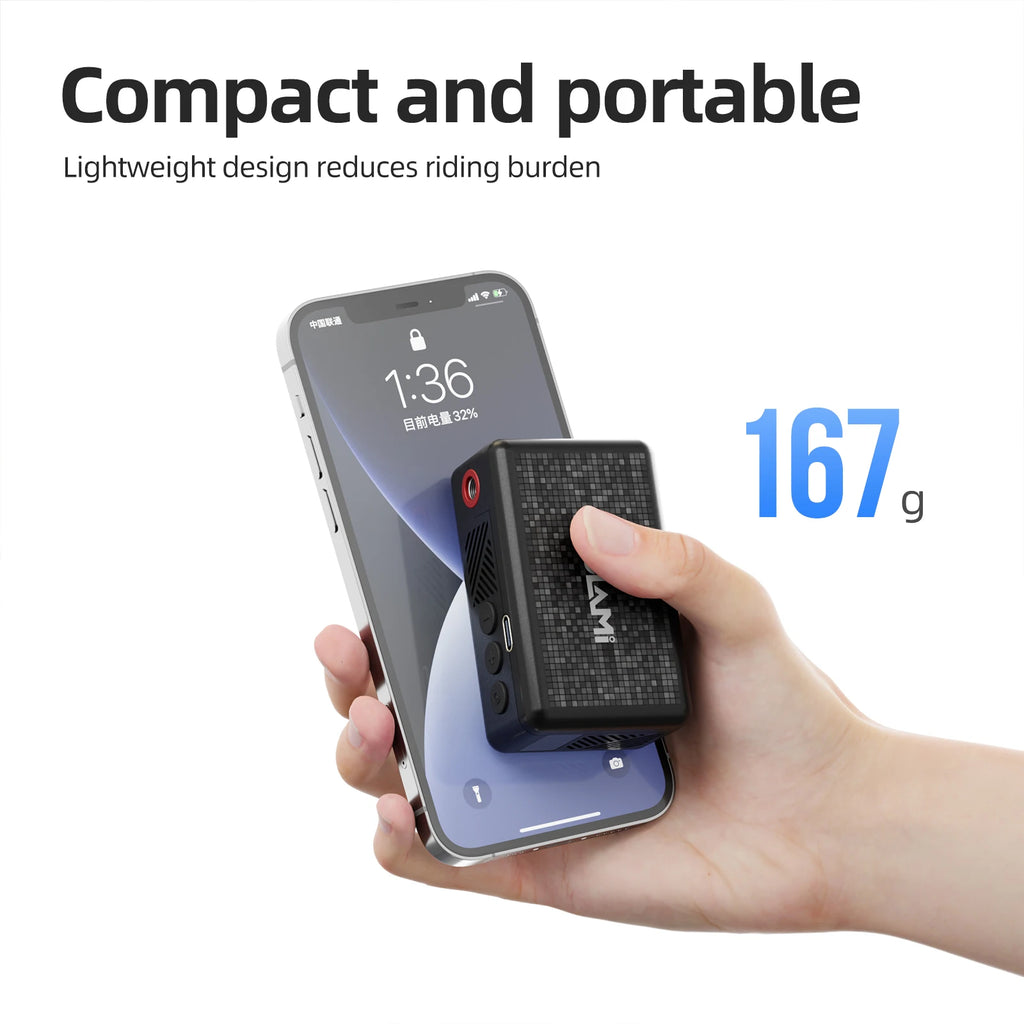 Tire Pressure Display Automatic Air Pump 130 PSI Portable Pocket Electric CYCLAMI AM6 Mountain Road Bicycle Tire Inflator Pump