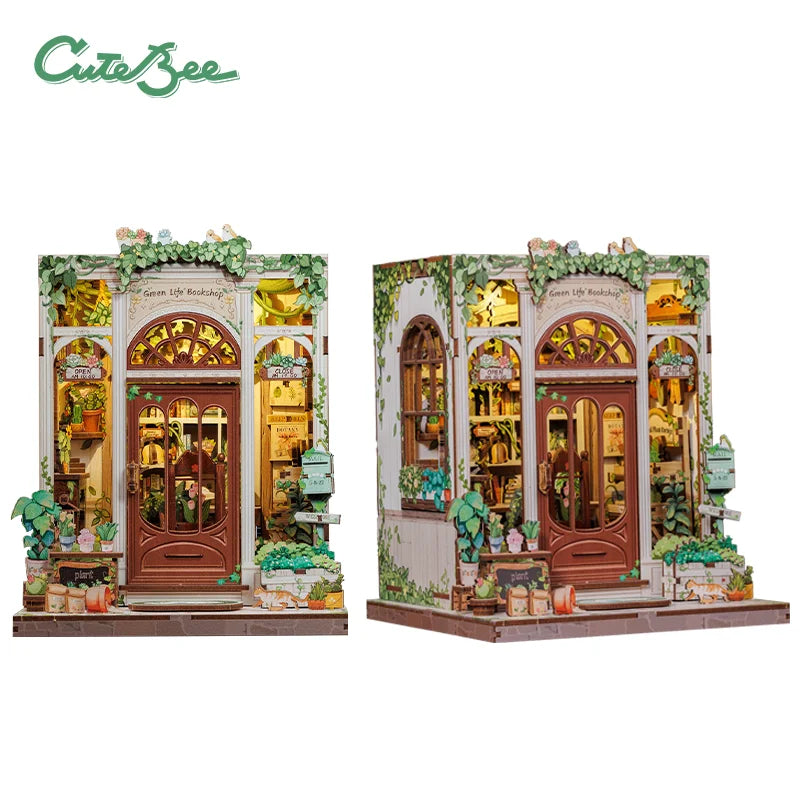 CUTEBEE Book Nook DIY Building Kit with Laser-Cut Precision Pieces 3D Wooden Puzzle  Collectible Desk Home Decor for Gift Idea