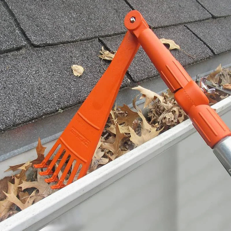 1pcs Gutter Rake From Ground Gutter Cleaning Tools Rotatable Handle Small Rake Rain Gutter Cleaning Tool for Roofs Gutters