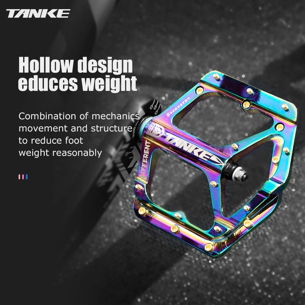 TANKE MTB Bike Pedals Aluminum Alloy Non-Slip Platform 10 Pins/Side with Bearings, Colors