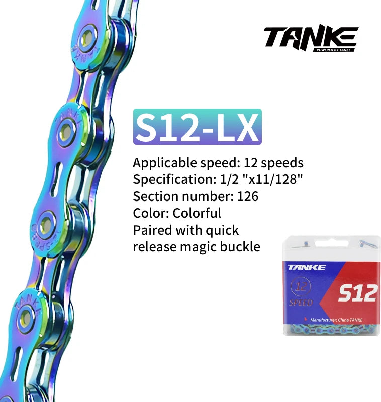 TANKE Bike Chain 8/9/10/11/12 Speed 116/126 Links MTB Road Bicycle Chain