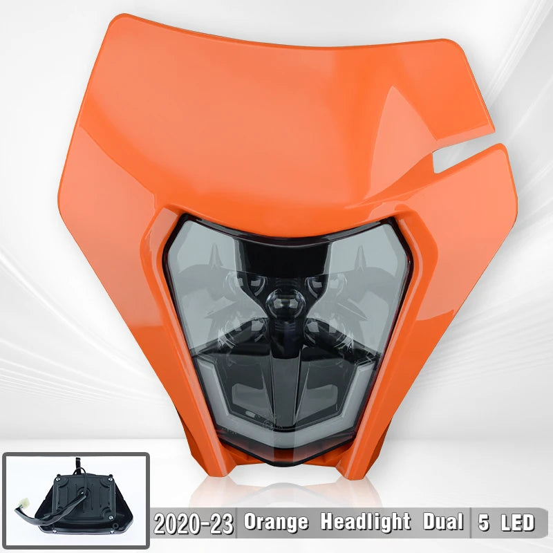 Powerzone Motorcycle LED Headlight Plate for KTM EXC XC SX MX XC 125 250 300 450 Supermoto Enduro Universal Dirt Bike Headlights