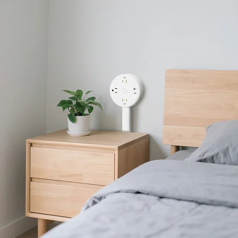 Electrical Wall Plug Rotates Electrical Outlet Extender Adjustable Length Power Outlets Extender Power Socket  for NightStand