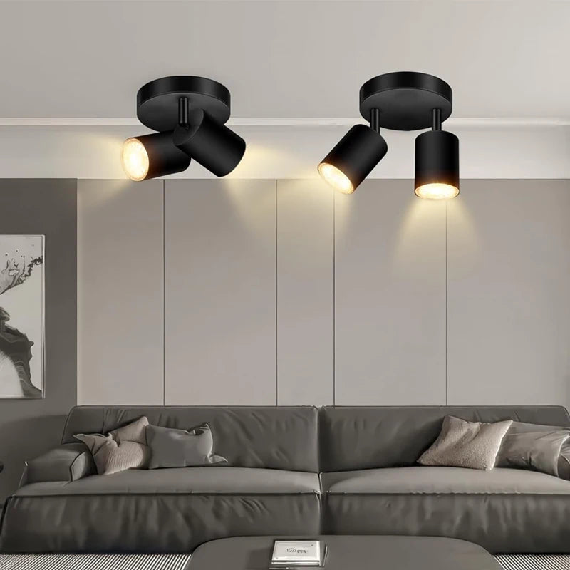 Modern LED Ceiling Light - 350° Rotatable Dual GU10 Wall Light, Black (Energy-Saving) for Hallway, Living Room, Bedroom, Kitchen