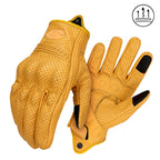 Vintage Leather Motorcycle Gloves Summer Breathable Unisex Biker Gloves With Anti-Slip Ventilation Design Motorbike Ride Glove