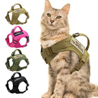 Nylon Cat Harness Vest with Handle, Tactical Style, Free Size, Black/Green/Khaki/Rose