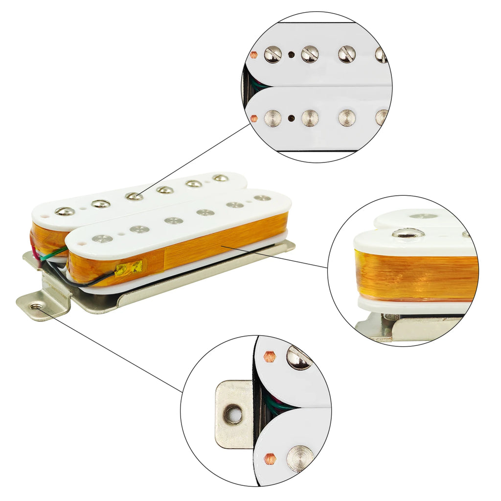 Phrilam Pro HH High output Alnico5 6 non &6 adjustable Humbucker Neck/50mm7.6K  Bridge/52mm Pickups8.8/16.5K for Electric Guitar
