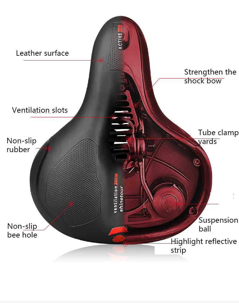 Reflective Shock Absorbing Hollow Bike Saddle MTB Bicycle Seat Breathable Rainproof Cycling Road Mountain Cycling Accessory 0402