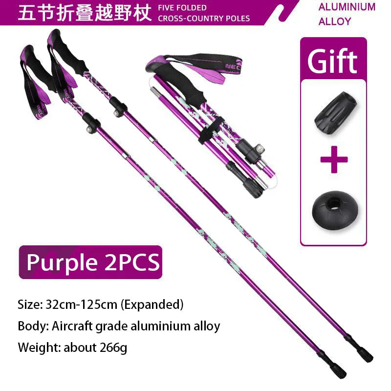 Super Light Telescopic Trekking Poles Portable Nordic Walking Sticks for Outdoor Camping Hiking Easy to Fold Alpenstock