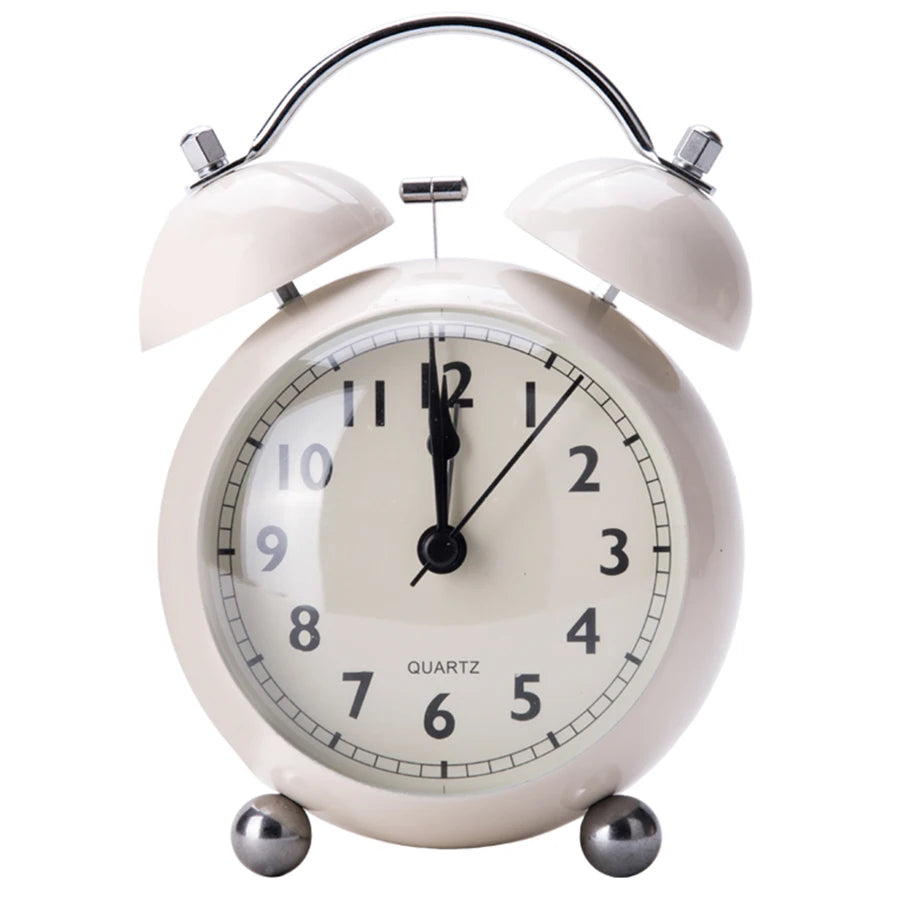 1pc Retro Creative Metal Bell Alarm Clock, Desktop Simple Clock Silent Luminous Quartz Table Clock
