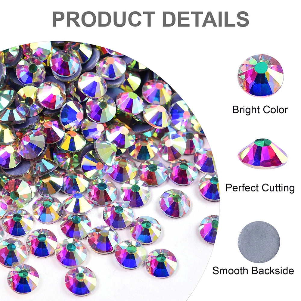 Oleeya Wholesale Bulk High Quality Grade AAAAA Rhinestones Shiny crystal /AB Flatback hotfix Rhinestone SS6-SS50 for clothes DIY