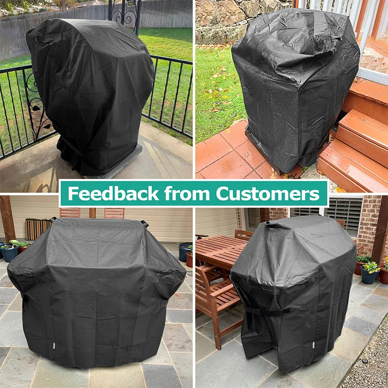 32 inch Gas Barbecue Stove Cover BBQ Cover,Rainproof Outdoor Oven Hood Cover,Folding Side Table 210D Cloth Black Grill Covers