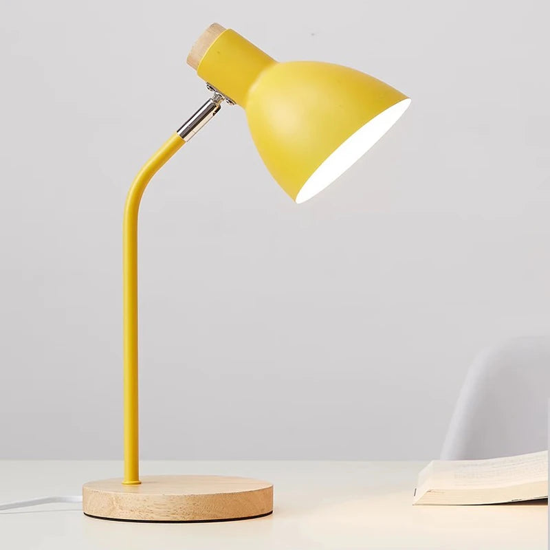 Nordic LED Creative Living Room Simple Solid Wood Modern Macaron Learning Desktop Decoration Table Lamp