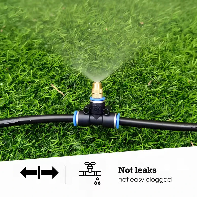 Garden Misting Cooling System Kit with Brass Nozzles, Patio Greenhouse Irrigation - 10m