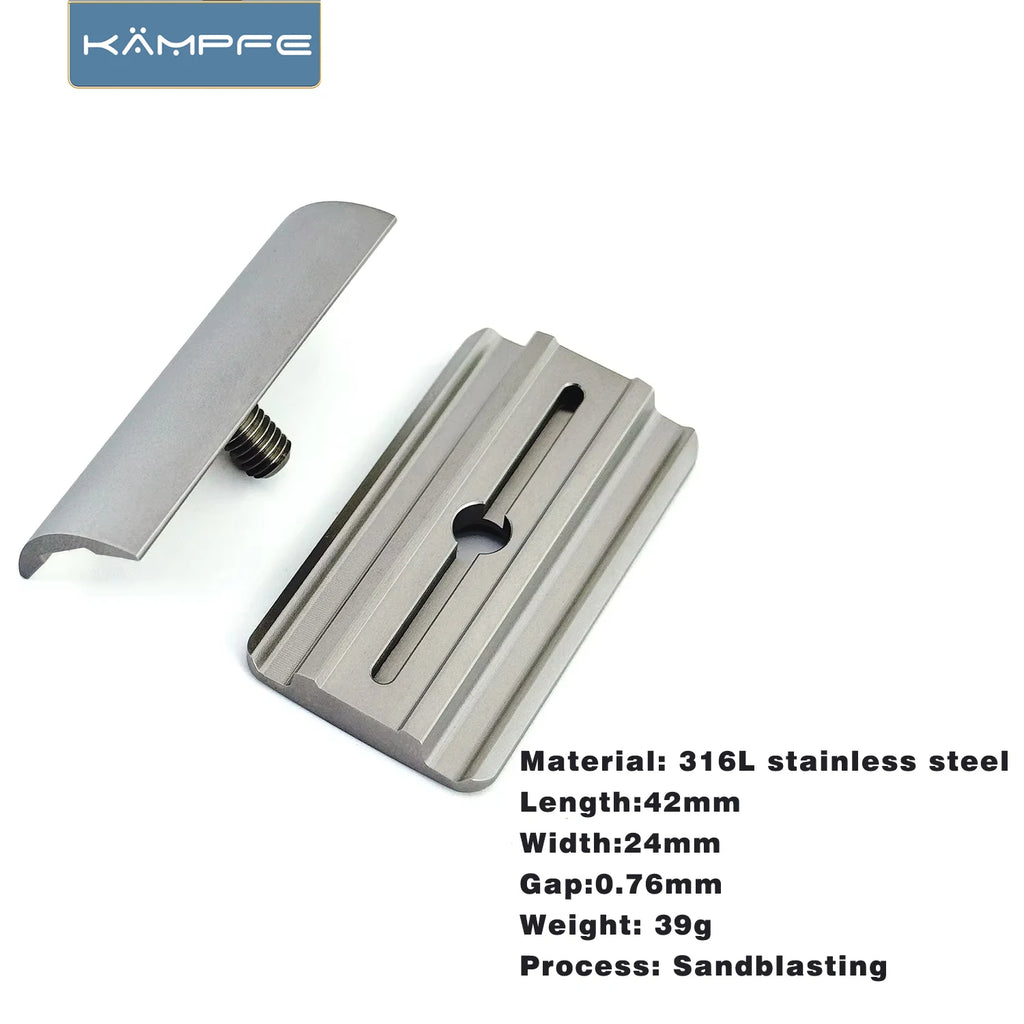 KAMPFE 316L Stainless Steel Manual Safety Razor Head, Polished CNC Milled, ST05P/ST05X