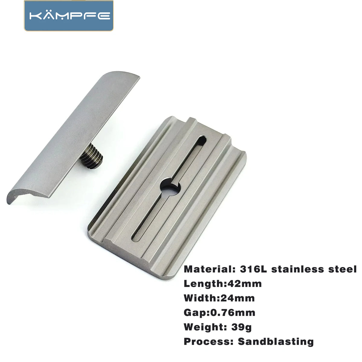 KAMPFE 316L Stainless Steel Manual Safety Razor Head, Polished CNC Milled, ST05P/ST05X
