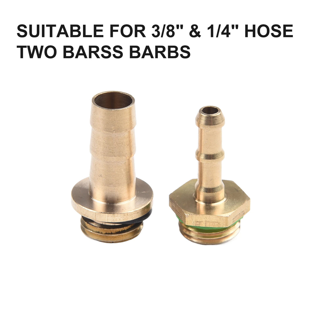 Brass Barb Sprayer Replacement Backpack Sprayer Tools 1/4" 3/8" Brass Barb Connector With Shut Off Valve & 2 Hose Clamps
