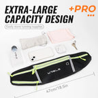WRELS Waterproof Running Waist Belt Slim Sports Fanny Pack Invisible Fitness Phone Pouch for Hiking Travel Jogging Cycling
