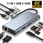 Usb 8In1 7in2 7in1 3in1 11in 1 Type C  To 4k HdTV Hub Adapter Sd Tf Rj45 Card Reader Pd Fast Charge For Macbook laptop Computer