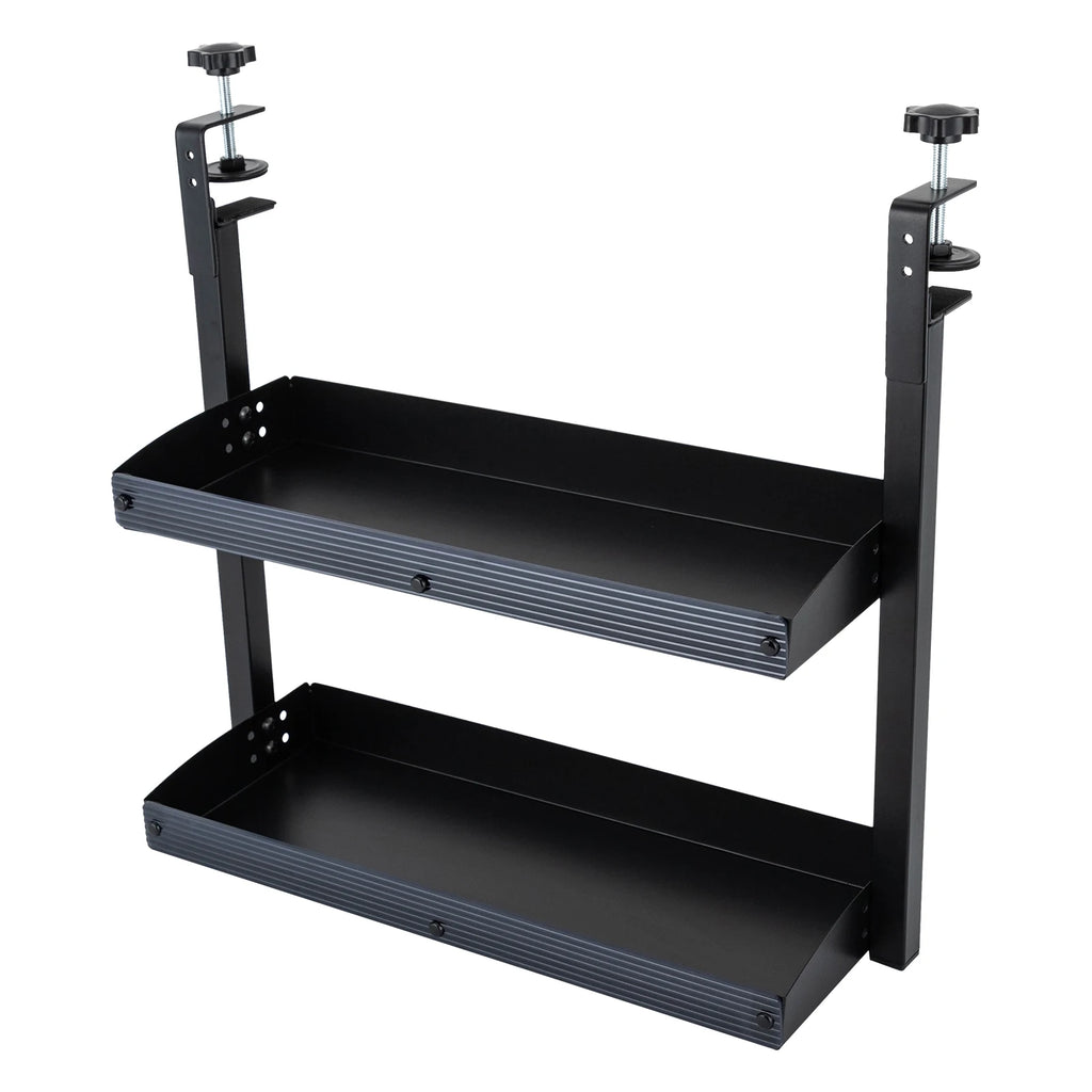 Clamp-on Desk Shelf, 2-Tier, Above or Under Table Corner Shelves Organizer, Black