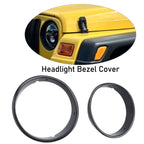 2PCS Car Headlight Bezel Cover Scratch Resistant Decorative Black Headlamp Trim Rings ABS for Jeep Wrangler TJ 1997 to 2006