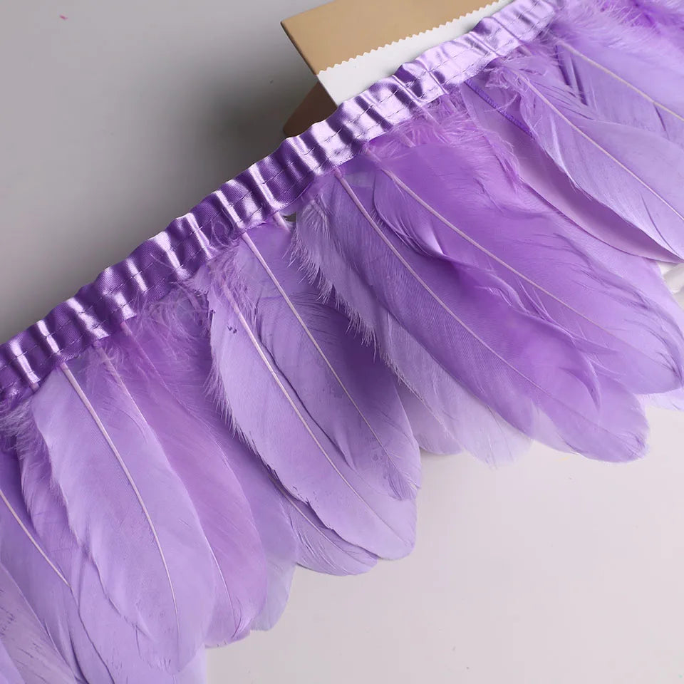 10Meters Goose Feather Fringe Ribbon Handicraft Accessories White Swan Feathers Trims Carnival Plumas Dress Decoration Wholesale
