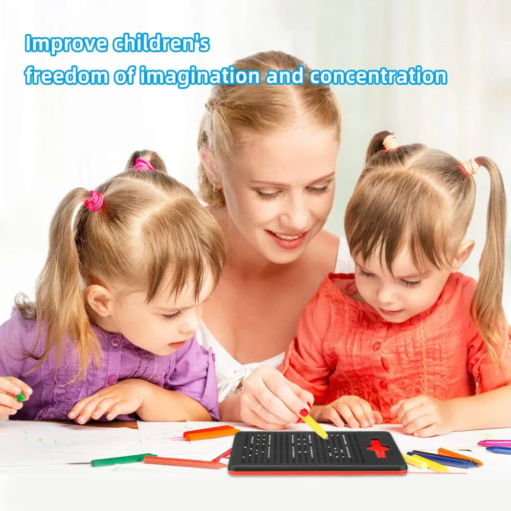 Kids Magnetic Drawing Board Tablet with Pen, Montessori Travel Activity Toy, Black Big