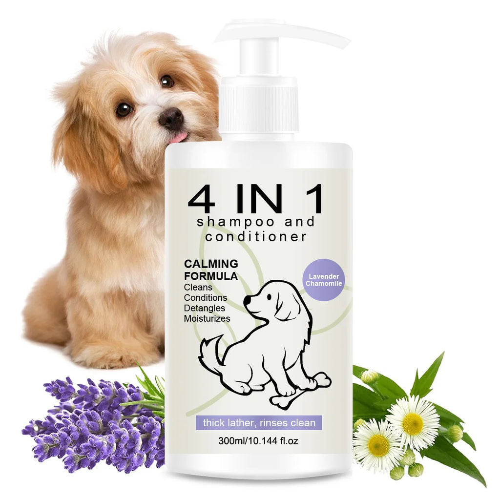 4-in-1 Pet Shampoo and Conditioner for Dogs and Cats, Anti Shedding, 300ml