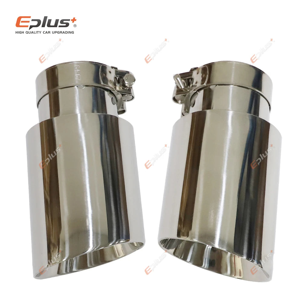 Stainless Steel Exhaust Muffler Tip Beveled Silver Universal 51-77mm Inlet, 89-114mm Outlet
