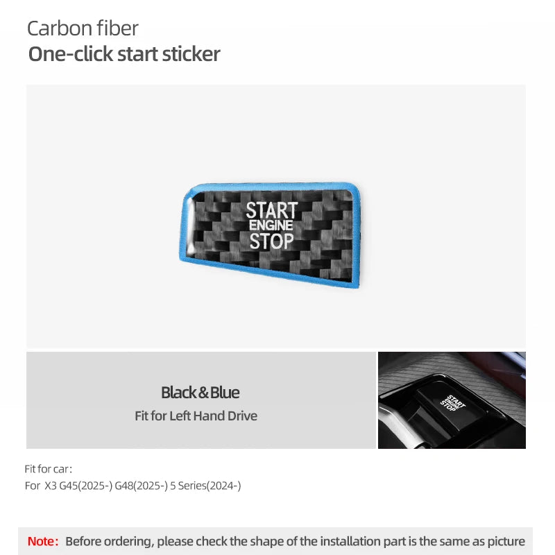 BMW 5 Series G60/G70 X3 G45/G48 2025-2026 Carbon Fiber Start Stop Button Trim Sticker