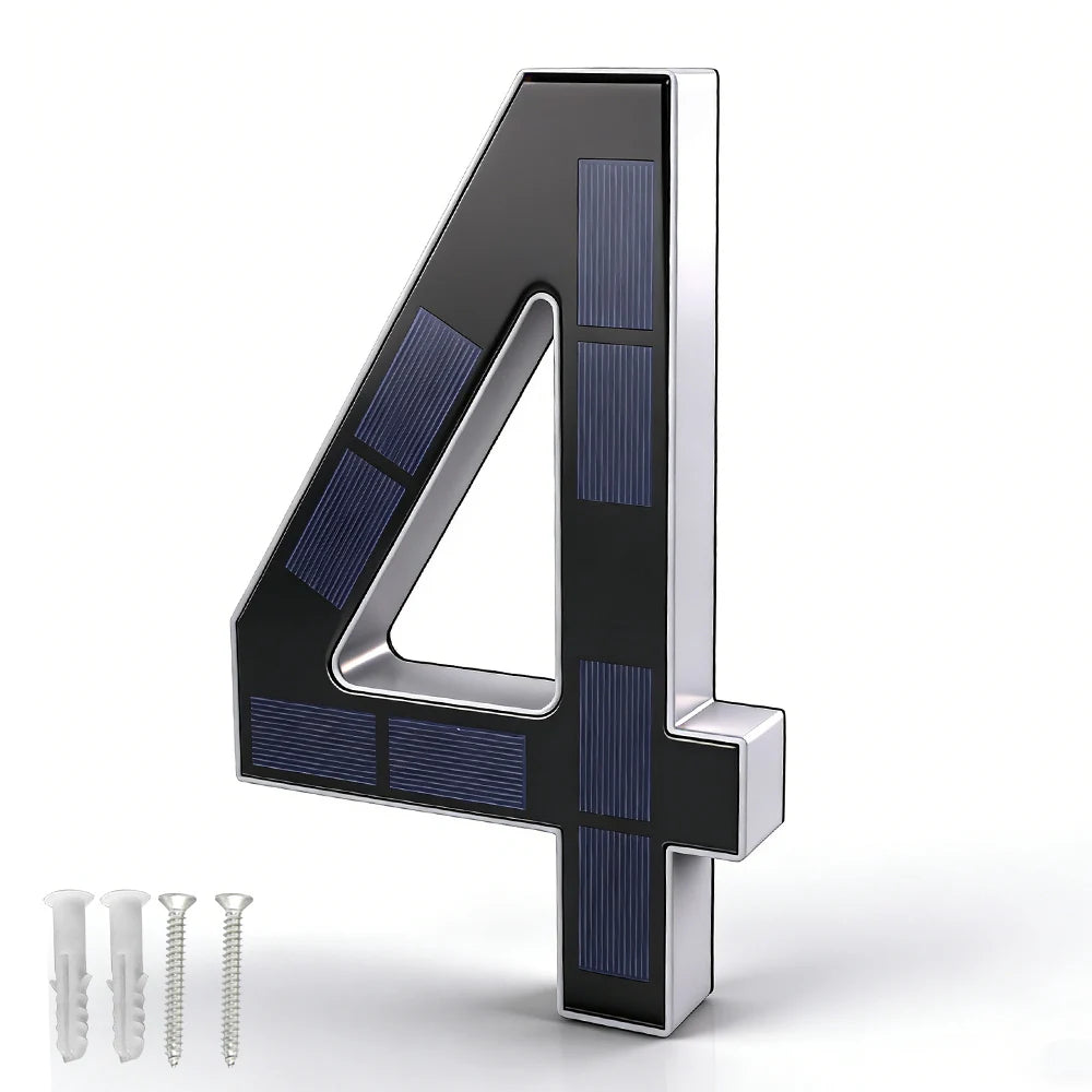 12CM Solar Lighted House Number Outside Light-up LED Address Number Waterproof House Number Light Address Sign Home Decor