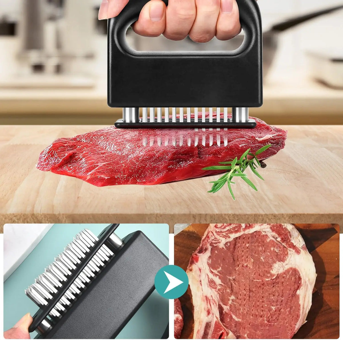 48 Blades Needle Meat Tenderizer Stainless Steel Knife Meat Beaf Steak Mallet Meat Tenderizer Hammer Pounder Cooking Tools