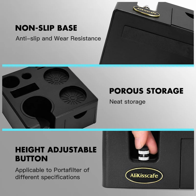 AliKisscafe Coffee Tamping Station Portafilter Holder Stand With Storage Drawer For Delonghi Breville Barista Espresso Accessory