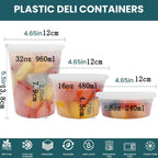 Food Storage Containers with Lids 8/16/32oz Freezer Deli Cups BPA-Free Leakproof Takeout Container Meal Prep Microwave Safe
