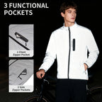 WOSAWE Full Reflective Cycling Jacket Winter Autumn Bicycle Windbreaker Bike Soft Windproof Waterproof Running Jacket Men's Coat