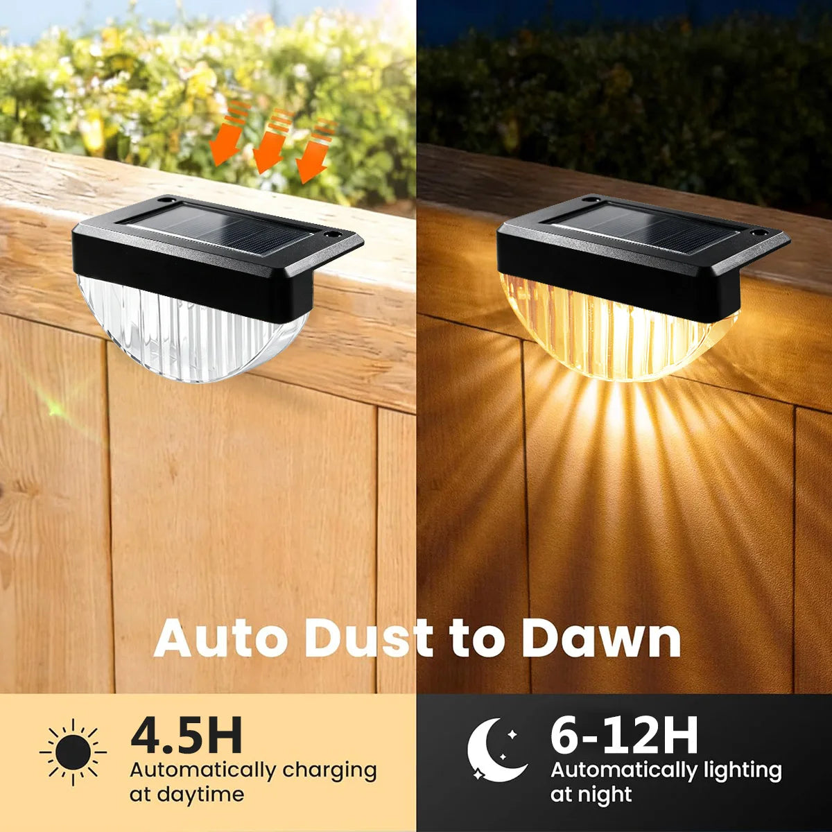 Solar Deck Lights Outdoor 8/16 Pack Solar Step Light Waterproof Fence Lights for Patio Stairs Post Pathway Porch Driveway Yard