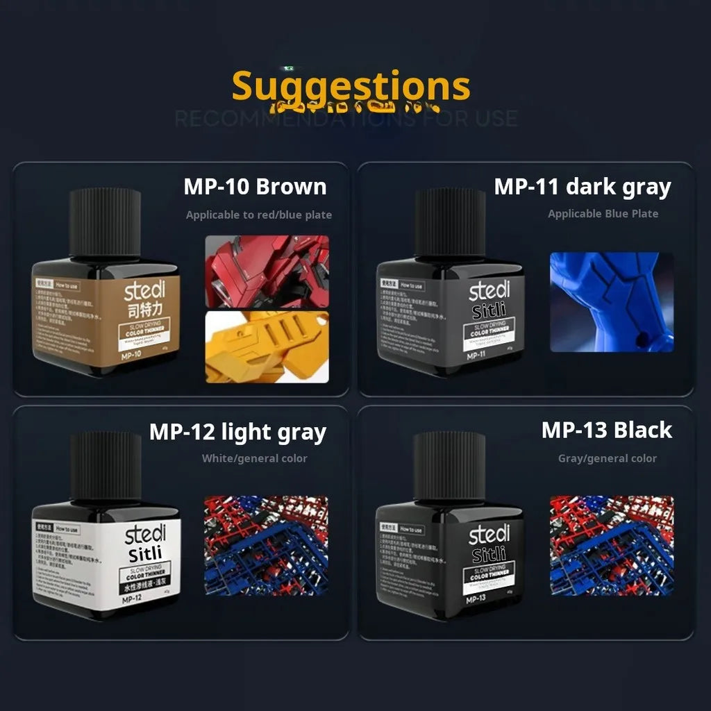 Stedi MP-10~MP-13 40g Weathering Acrylic Paint for Gundam Military Models Hobby Panel Line Painting Tools DIY Crafting Supplies
