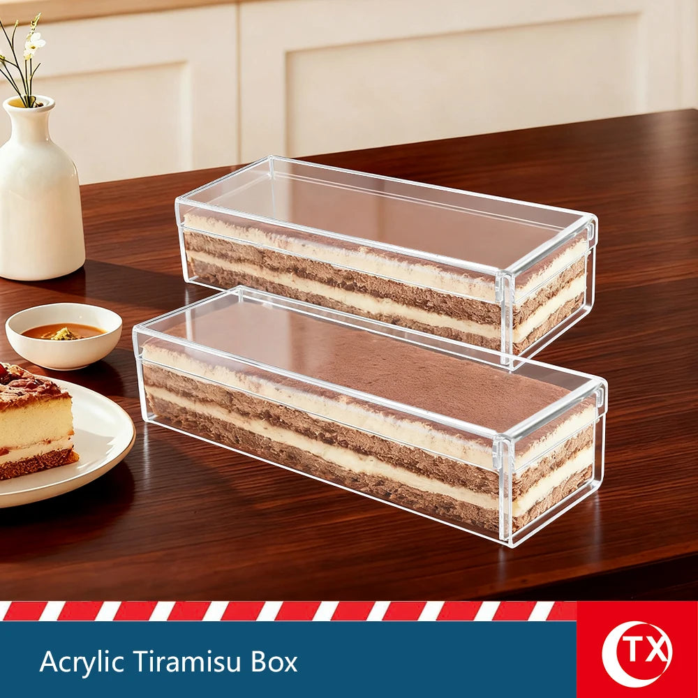 Acrylic Tiramisu Box – Transparent Dessert Mold for Cake, Pastry & Mousse | Food-Grade Reusable Baking Container