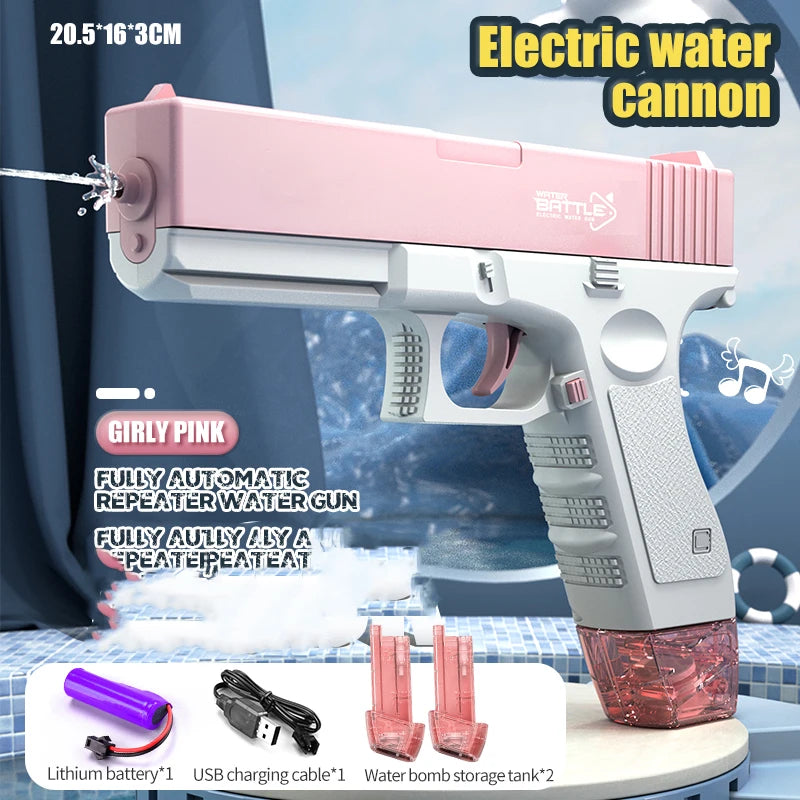 Space Electric Water Gun Energy Ring Burst Transformation LED Lights Large Capacity Full Auto Continuous Fire Squirt Gun Toy